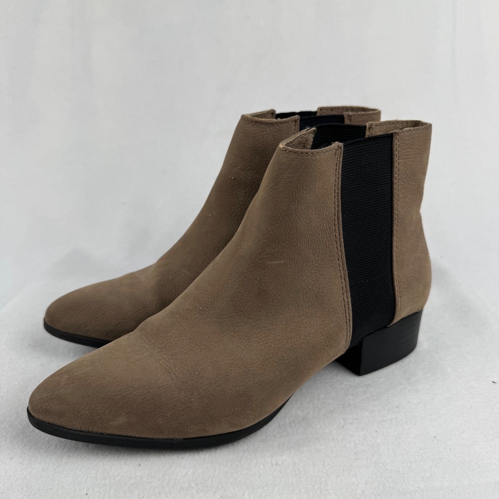 H&M Taupe Ankle Boots Size 6 Elastic Chelsea Booties Womens Shoes